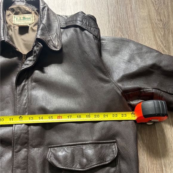 LL Bean Vintage 80's Mens XL Leather Flight Bomber Jacket Brown A-2 Made in USA - Picture 9 of 10